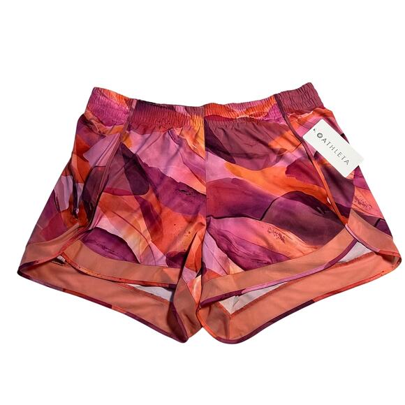 Athleta Printed Mesh Racer Run 4" Shorts Size 1X NEW Gym Workout Exercise Active - Picture 2 of 13